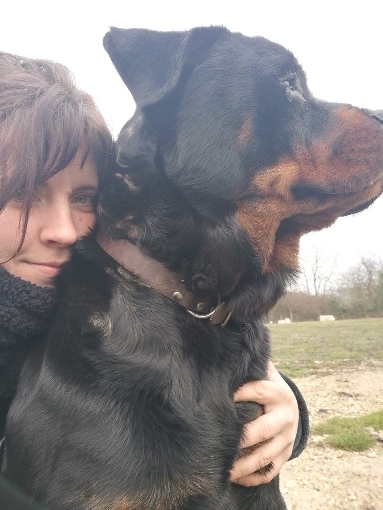 Mélanie avec ses chiens